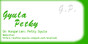 gyula petky business card